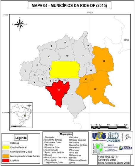 Munic&iacute;pios da RIDE-DF (2015)