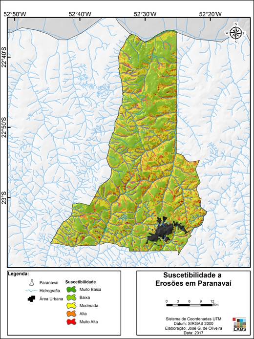 Suscetibilidade à erosão em Paranavaí