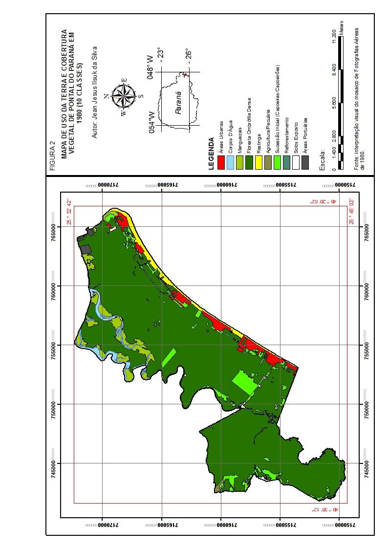 Mapa de uso da terra e cobertura vegetal do Paraná em 1980 (10 classes)