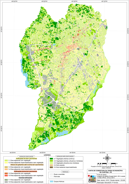 Carta da cobertura da terra do município de Curitiba, Paraná