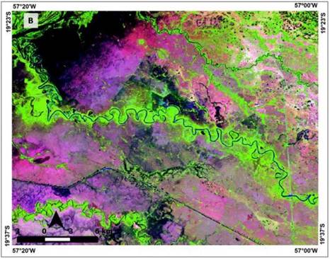 Imagem Landsat OLI 8 de 18/09/2016,
composi&ccedil;&atilde;o colorida (R6/G5/B4)