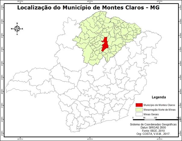 Localização do Município de Montes Claros na Mesorregião Norte de Minas