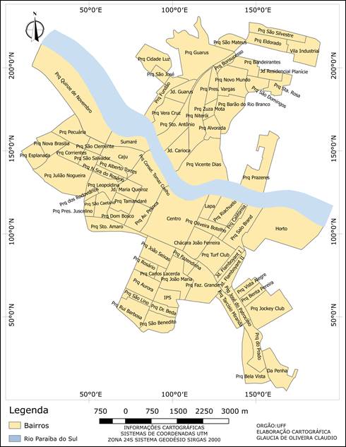 Bairros da cidade de Campos dos Goytacazes-RJ
