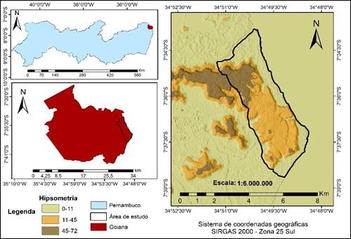 Localiza&ccedil;&atilde;o da &aacute;rea de estudo no litoral do munic&iacute;pio de Goiana-PE &ndash; praia de Ponta de Pedras e praia de Carne de Vaca