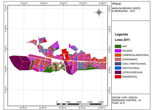 Regi&otilde;es Oeste e Mendanha do munic&iacute;pio de Goi&acirc;nia - Ano 2011