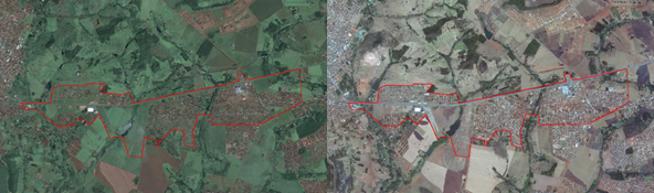 Recorte espacial da Regi&atilde;o Trindade 2 &ndash; Anos 2009 e 2015
