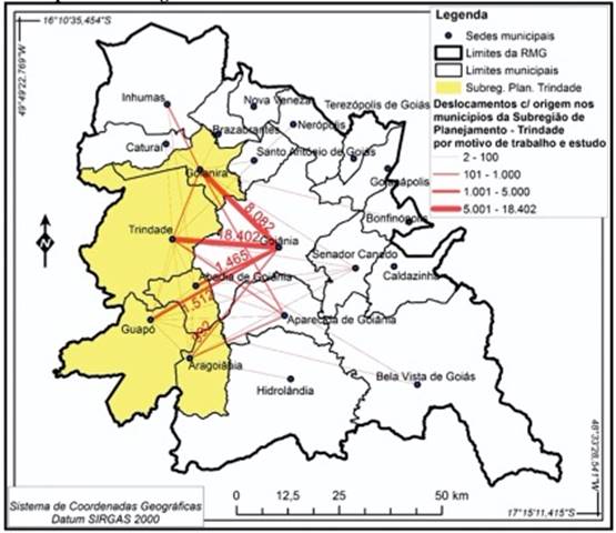 Fluxos pendulares por motivo de trabalho e/ou estudo com origem nos municípios da sub-região Oeste