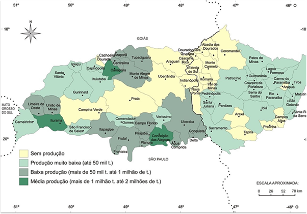 Produção de cana-de-açúcar (em toneladas), Triângulo Mineiro/Alto Paranaíba – 2000
