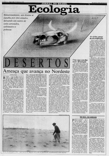 Mat&eacute;ria Jornal&iacute;stica sobre desertifica&ccedil;&atilde;o e areniza&ccedil;&atilde;o no Brasil, com a participa&ccedil;&atilde;o da Prof. Dirce