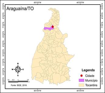 Localização do município de Araguaína/TO.
