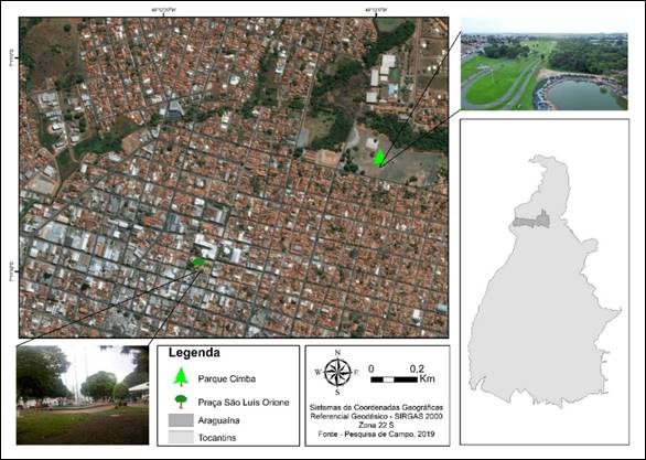 Localização dos espaços urbanos