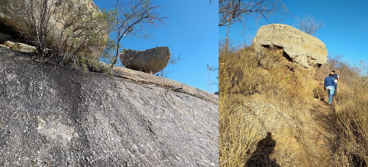 Blocos de rocha gran&iacute;tica fragmentada por processos de meteoriza&ccedil;&atilde;o
