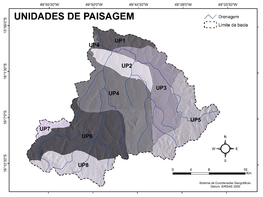 Mapa das Unidades de Paisagem da Bacia Hidrográfica do Rio das Pedras (Goiás)