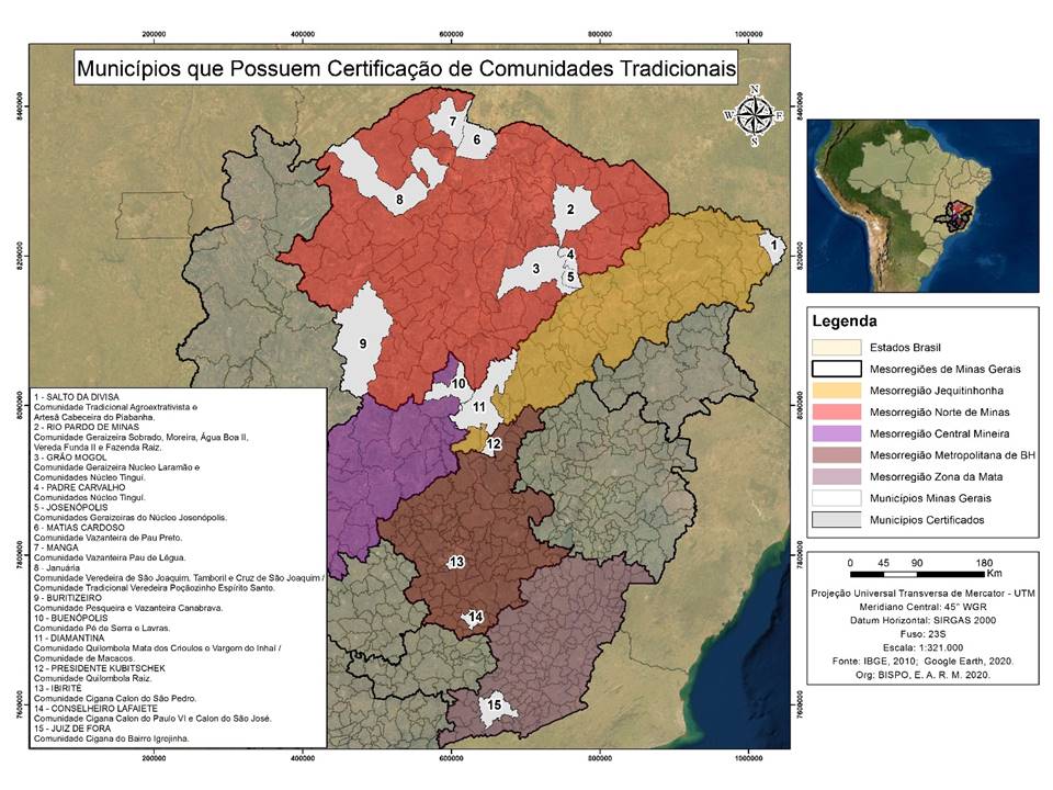Espacializa&ccedil;&atilde;o das Comunidades Tradicionais certificadas