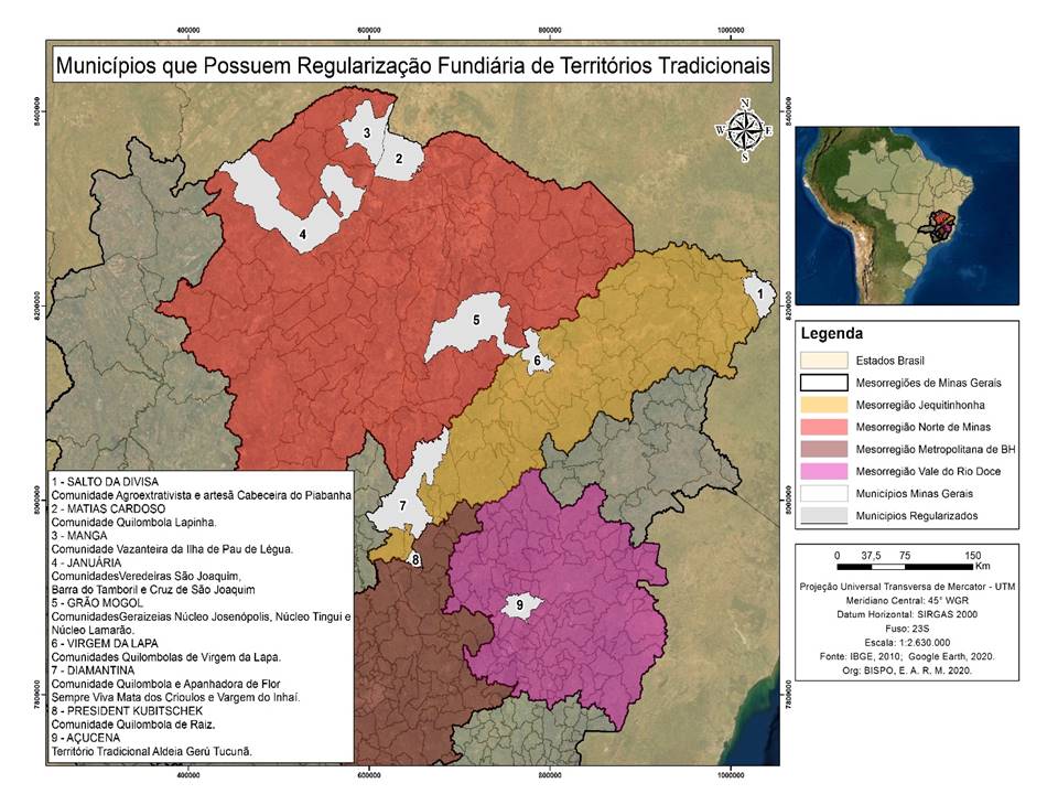 Espacializa&ccedil;&atilde;o das Comunidades que pleitearam a regulariza&ccedil;&atilde;o fundi&aacute;ria