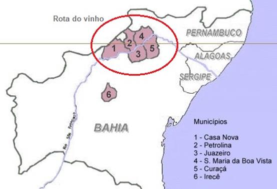 Mapa vin�cola do Vale do S�o Francisco