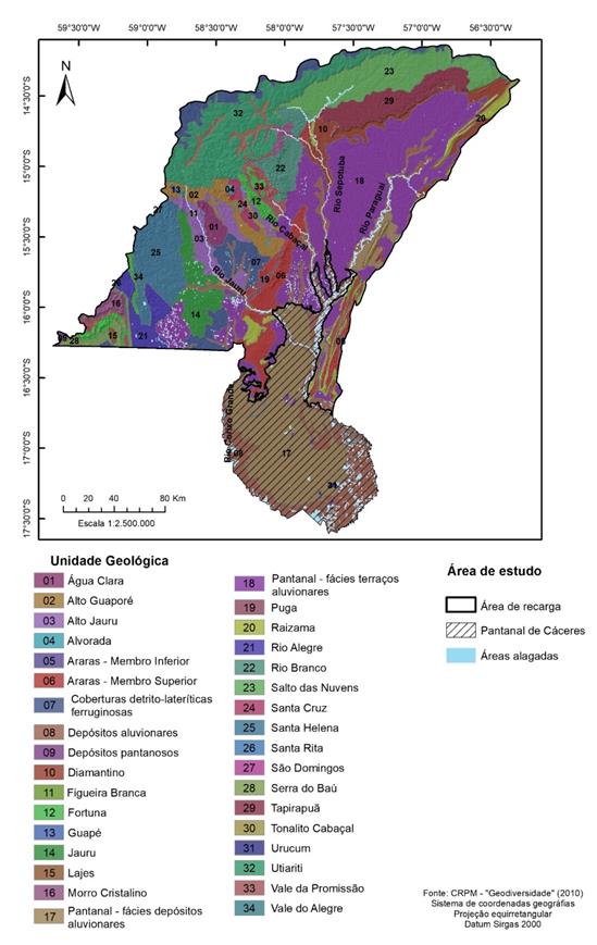 Ocorrências geológicas na Bacia do Alto do Paraguai