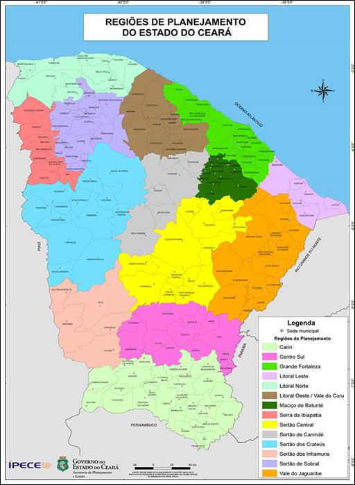 Mapa das regi�es de planejamento do estado do Cear�