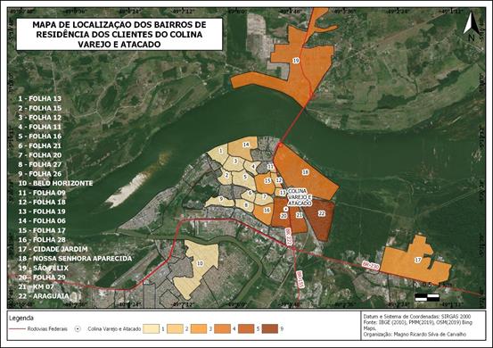 Local de resid�ncia dos clientes Colina