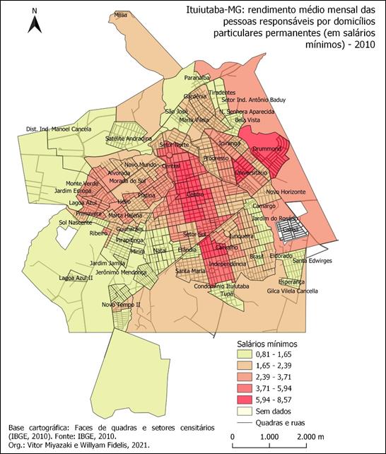 Ituiutaba: rendimento m�dio mensal das pessoas respons�veis por domic�lios particulares permanentes (em sal�rios m�nimos) - 2010