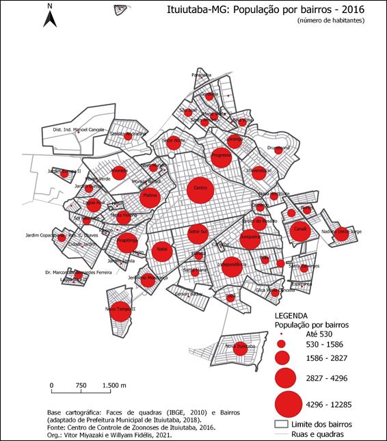 Ituiutaba: popula��o por bairros - 2016