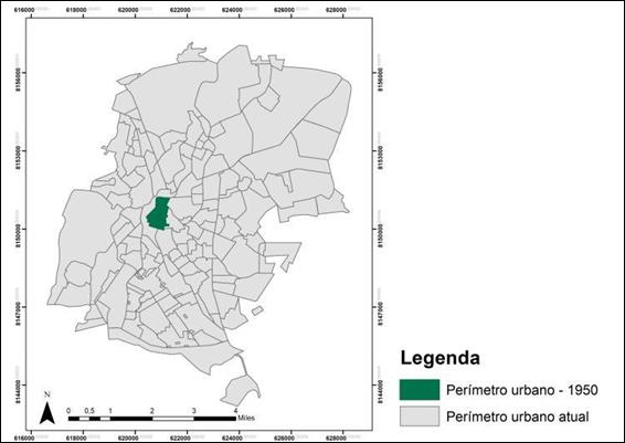 Per�metro urbano da cidade de Montes Claros/MG no ano de 1950