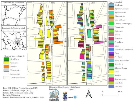 Use and occupation of households, RuaPedro Am�rico de Brito and RuaPapa Jo�o XXIII, Tombasubcenter, Feira de Santana, Bahia, 2021