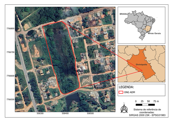�rea de estudo, ONG �guas de Minas