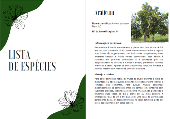 P�ginas do Guia de campo das esp�cies presentes na �rea