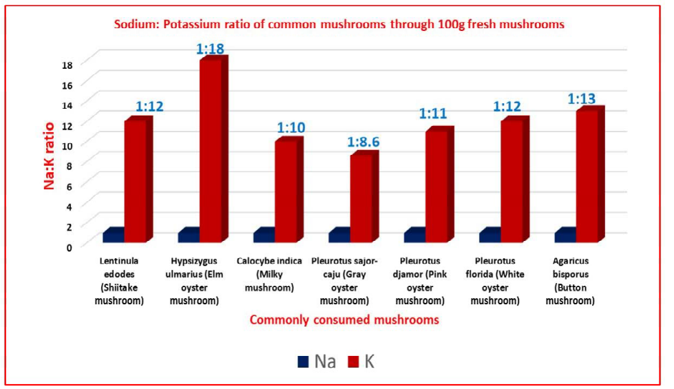 Sodium potassium ratio of commonly consumed mushrooms