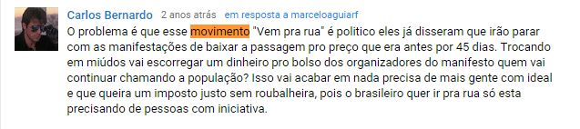  Postagens com uso de “Vem Pra Rua” como convocação para as manifestações.