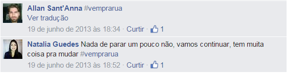 Uso de “Vem Pra Rua” na rede social Facebook.