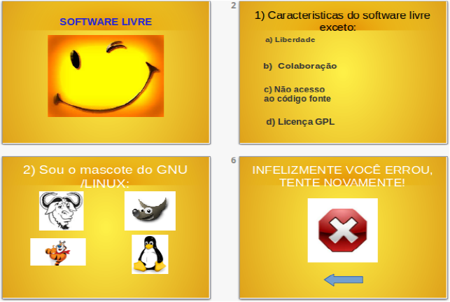 Interface de um question&aacute;rio interativo desenvolvido por uma aluna.