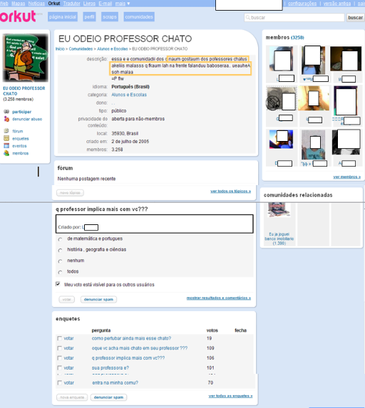 C4: Ethos vinculado a representaes de ofensa moral em Orkut.