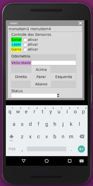 aplicativo em execuo no emulador Android.