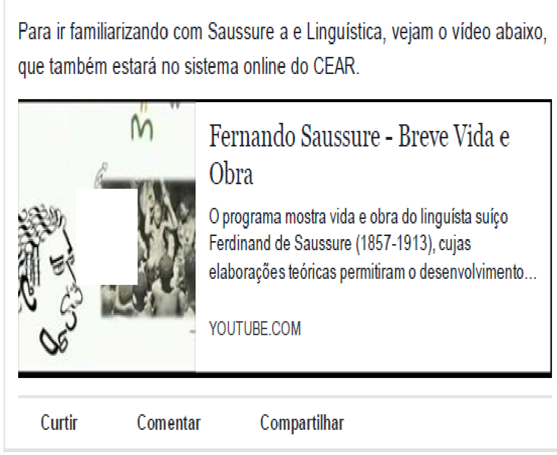Exemplo de postagens na disciplina pelo Facebook.