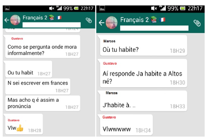 Conversa no WhatsApp antes de realizar a experiência.