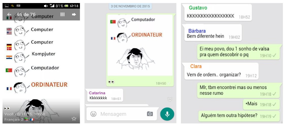  Exemplos de atividade em que a participação da maioria dos alunos não foi tão efetiva.