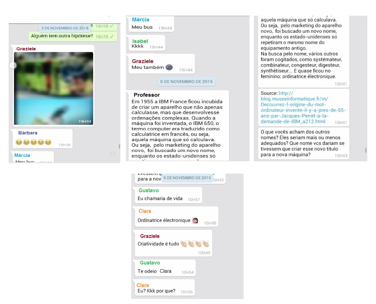 Exemplos de atividade em que a participação da maioria dos alunos não foi tão efetiva.
