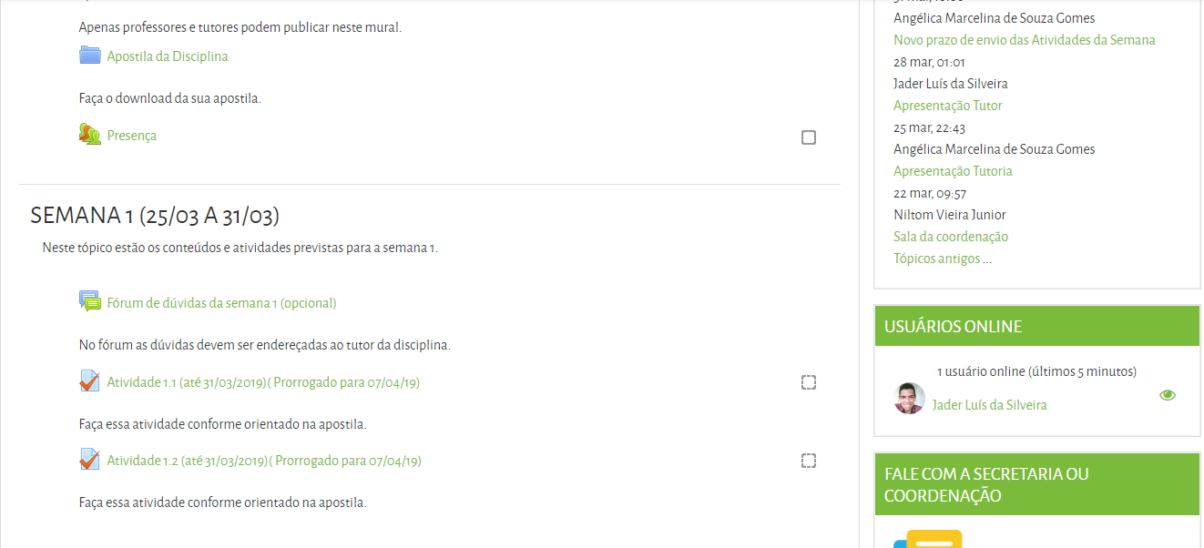 Detalhe dos recursos oferecidos nos cursos