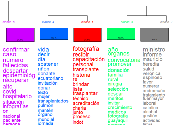 Dendograma de las descripciones de imgenes y videos publicados por INDOT
