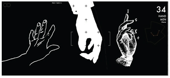 Representações de mãos no início da constelação Hand (MEN).