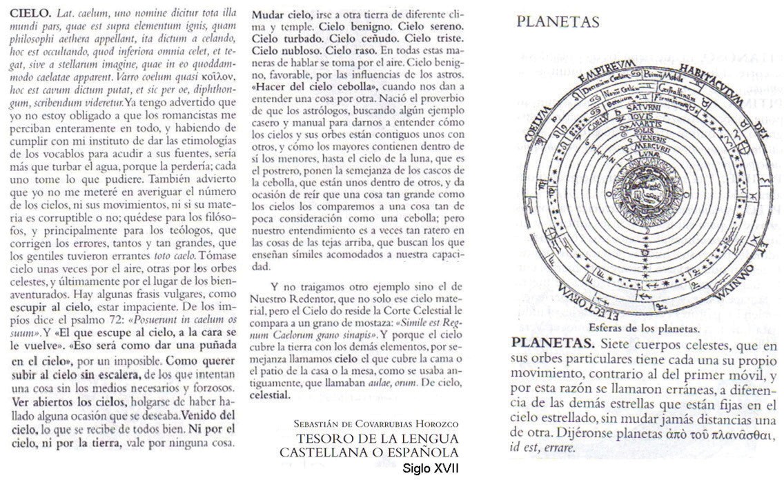 Definiciones del cielo y los planetas.