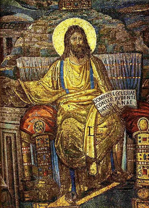 Mosaico absidal da Basílica de Santa Pudenciana – detalhe – início do século V – Roma.