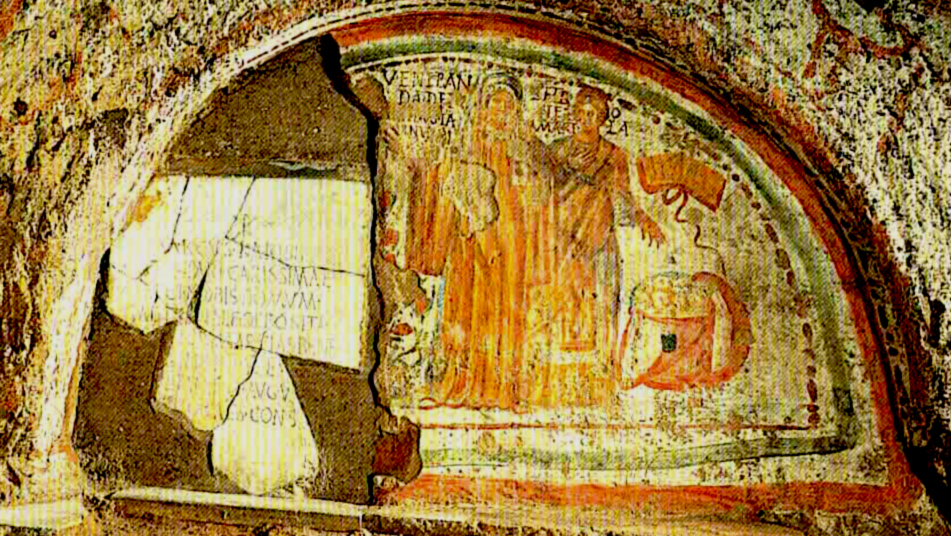 Arcossólio de Veneranda – afresco – 2ª. metade do século IV – Catacumba de Domitilla – Roma.