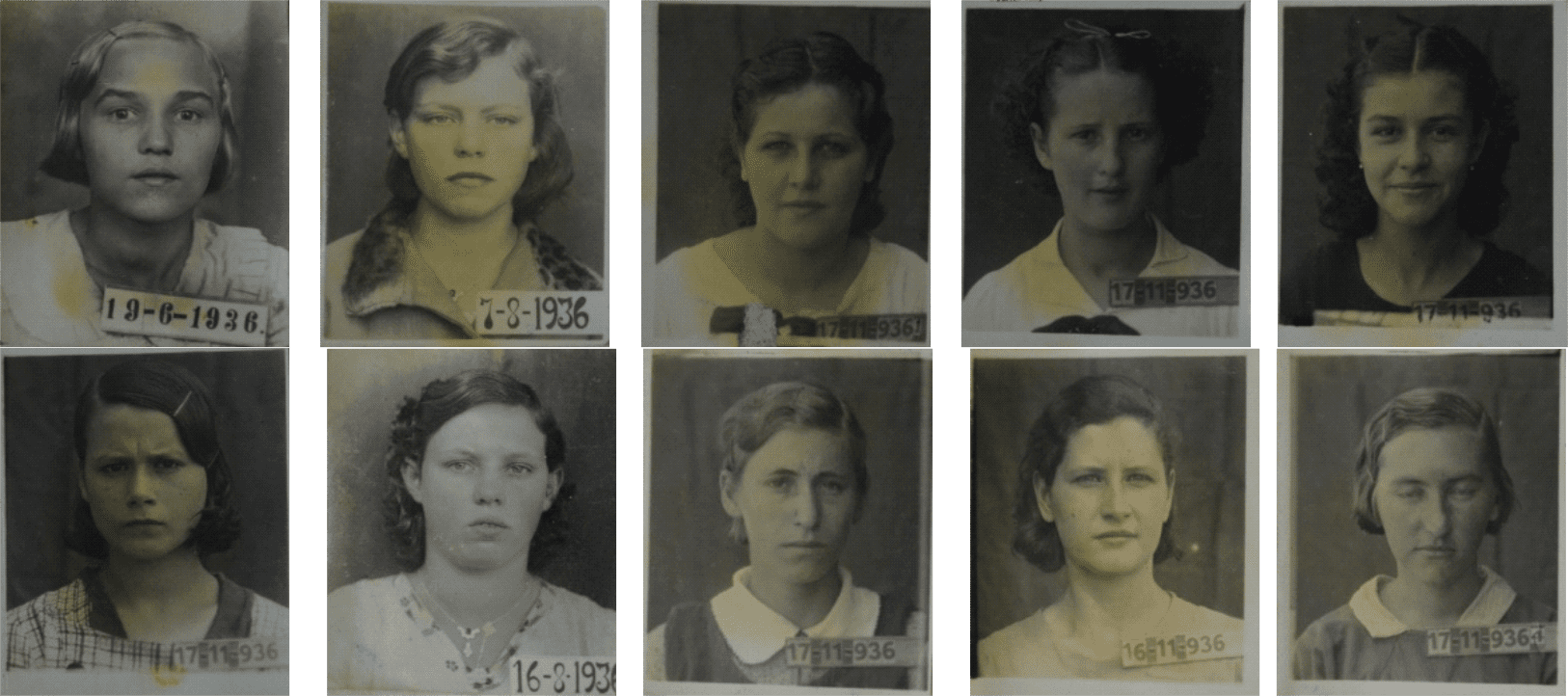 Trabalhadoras embrulhadeiras da F&aacute;brica Ernesto Neugebauer: 1. Alzira Dedovek, 2. Edi Putz, 3. Ot&iacute;via Oliveira, 4. Irene Reinhr, 5. Eliza Meirelles Duarte, 6. Dorvalina Azevedo, 7. Helga Putz, 8. Maria Scmidt, 9. Luiza Frolich e 10. Felicia Walter.