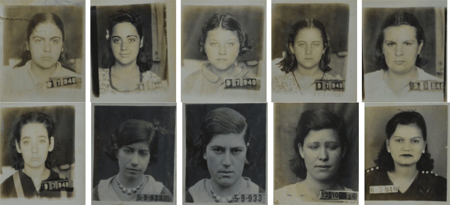 Trabalhadoras Embrulhadeiras da F&aacute;brica Ernestides Lopes: 1. Eneida Lopes, 2. Maria Lopes, 3. Nadir Vieira, 4. Antoninha de Oliveira, 5. Dolinda de Oliveira Timm, 6. Doralina Rosa, 7. Izalina Gon&ccedil;alves, 8. Eva Dias, 9. Almerinda Souza e 10. Zilda Martins.