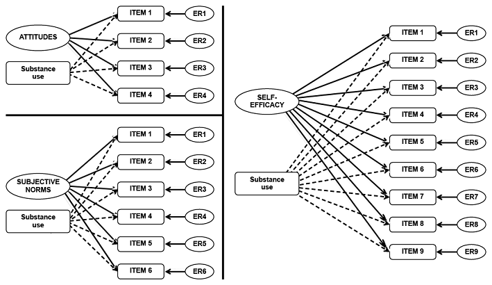 Graphic representation of DIF models for TPB determinants