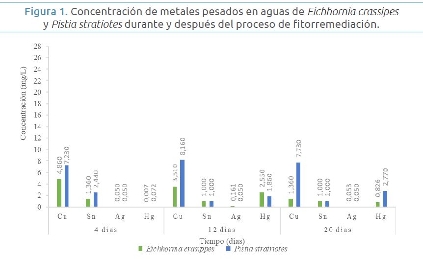 Concentración de metales pesados en aguas de Eichhornia crassipes y Pistia stratiotes durante y después del proceso de fitorremediación