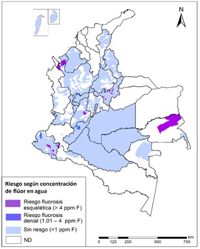 Distribucin municipal de los contenidos de fluoruro en agua Colombia 2012 – 2018